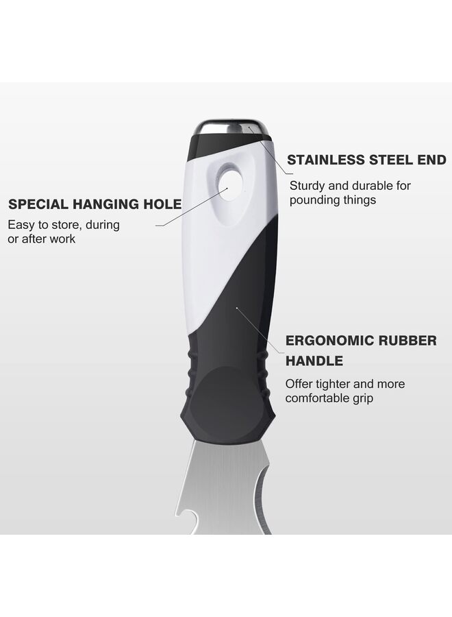 LAMAY Putty Knife, Paint Scraper Putty Knife Multi-Use Painters Tool, Taping Knife, Paint Scraper Tool for Wood, Metal Scraper with Hammer End, Razor Blade Scraper (Size : 2PCS) - Image 4